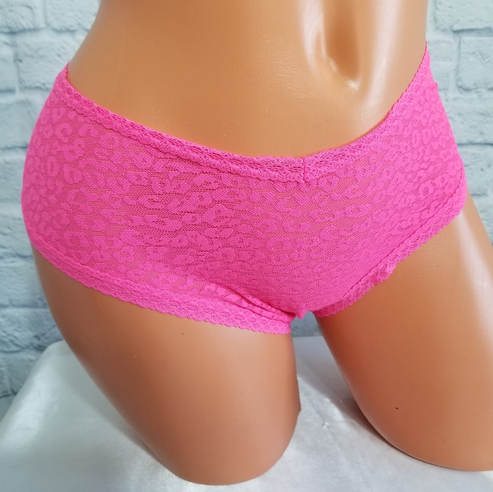 PINK Victoria's Secret Lace Animal Print Cheekster Panty Large New